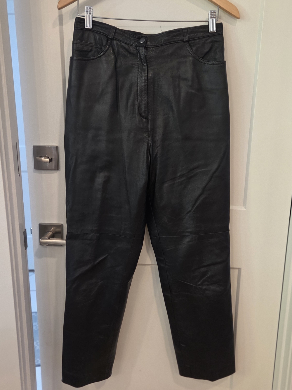Vintage Leather Pants Women’s 29 Black High Rise Straight Leg Y2K Edgy Moto 90's